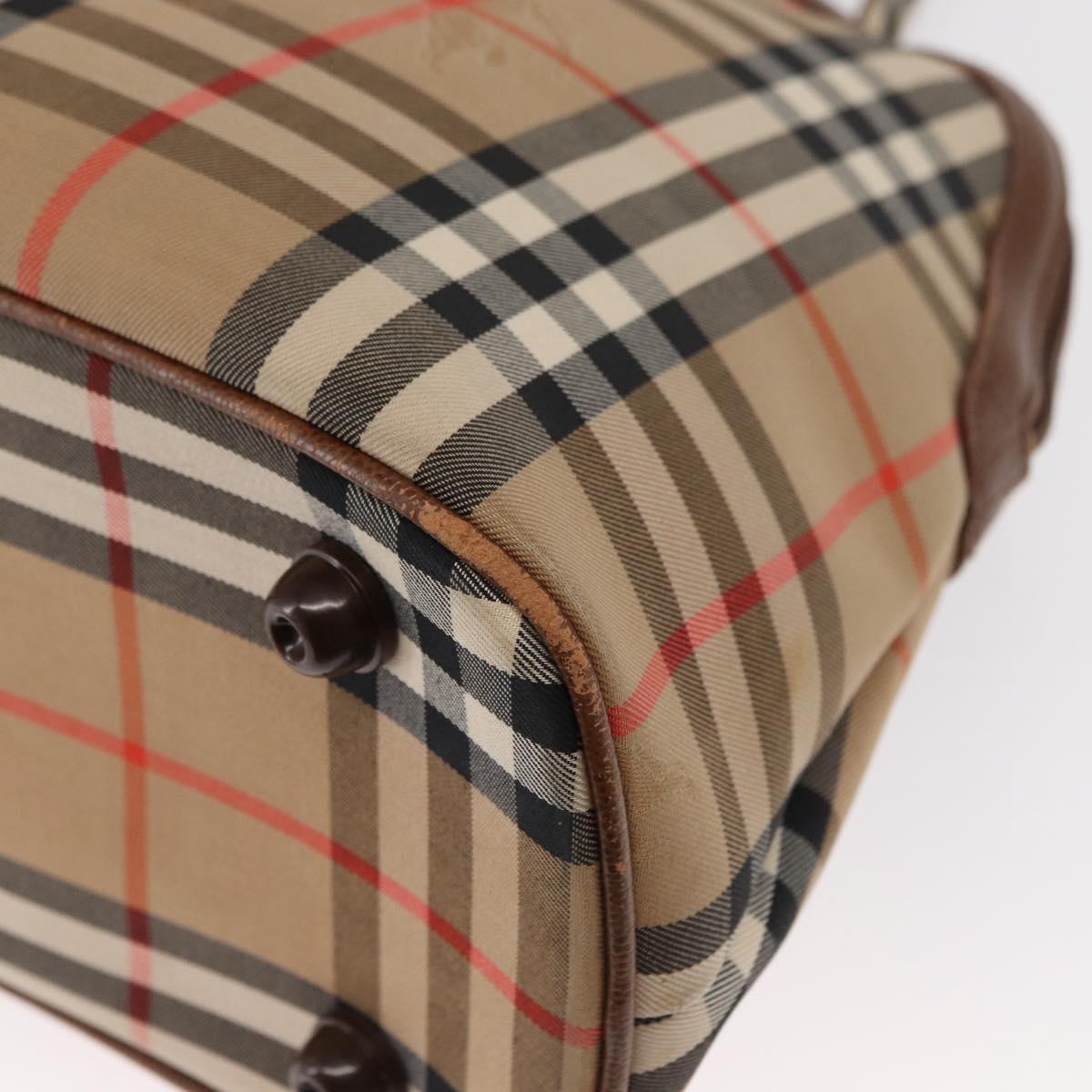 Burberrys Nova Check Hand Bag Canvas 2way Beige Auth 151772