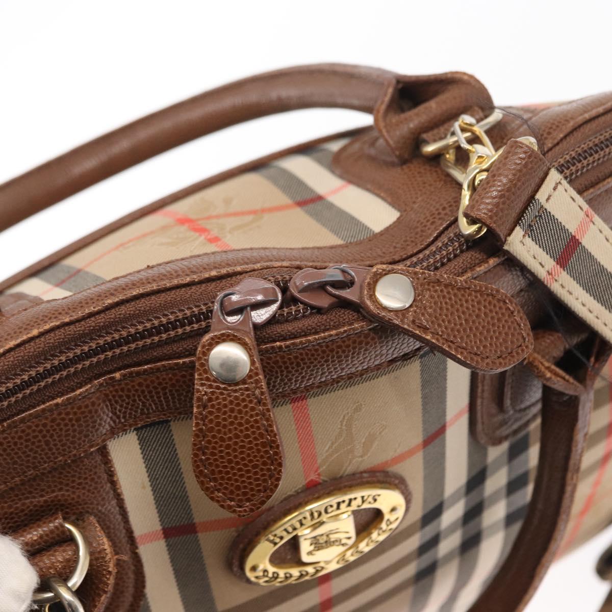 Burberrys Nova Check Hand Bag Canvas 2way Beige Auth 151772