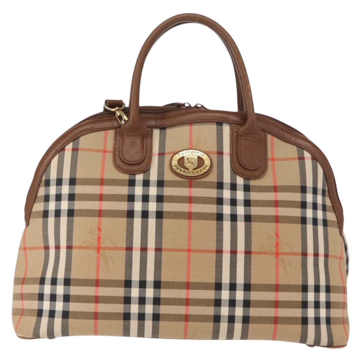 Burberrys Nova Check Hand Bag Canvas 2way Beige Auth 151772