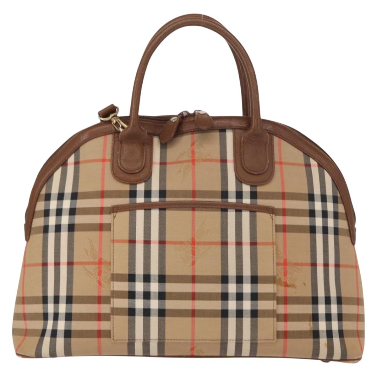 Burberrys Nova Check Hand Bag Canvas 2way Beige Auth 151772