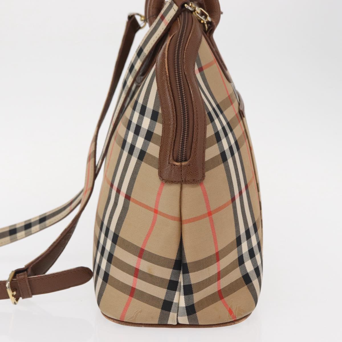 Burberrys Nova Check Hand Bag Canvas 2way Beige Auth 151772