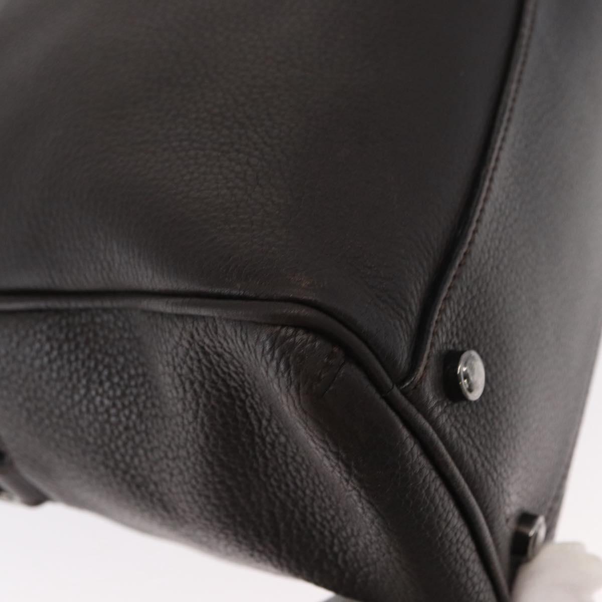 CARTIER Hand Bag Leather Black Auth 151775