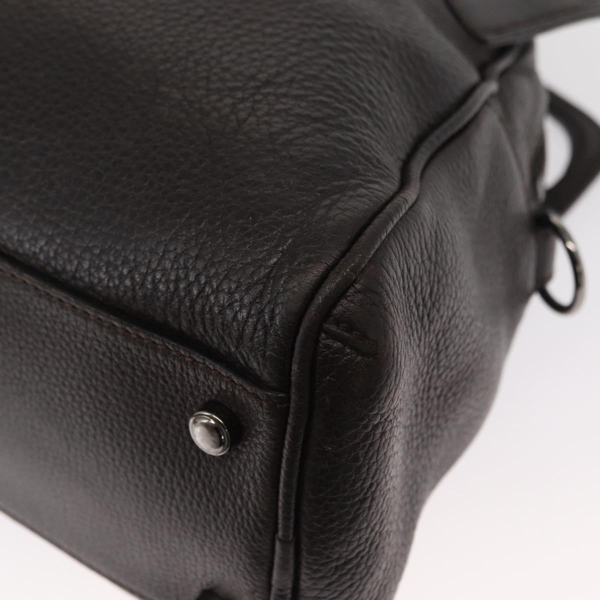 CARTIER Hand Bag Leather Black Auth 151775