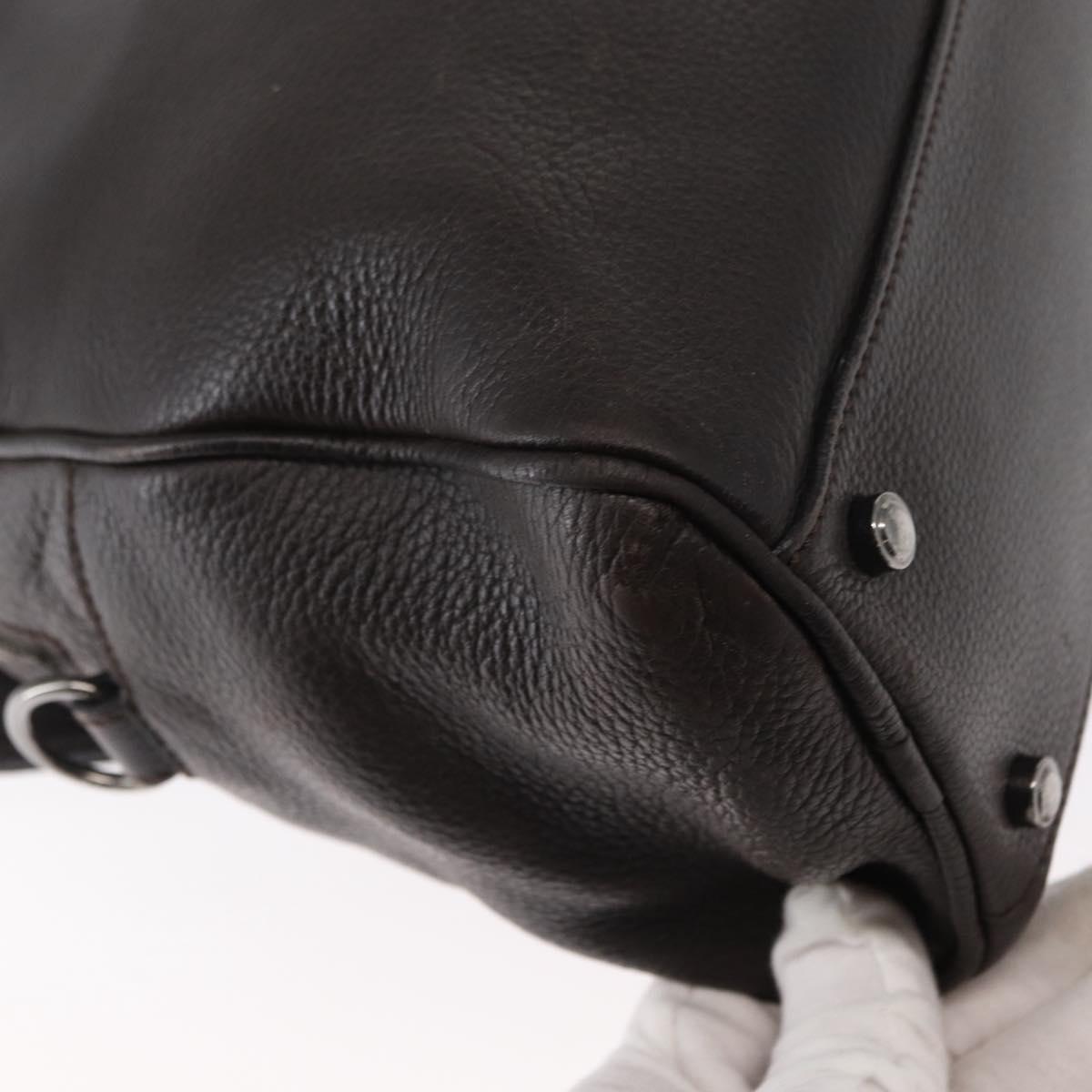 CARTIER Hand Bag Leather Black Auth 151775