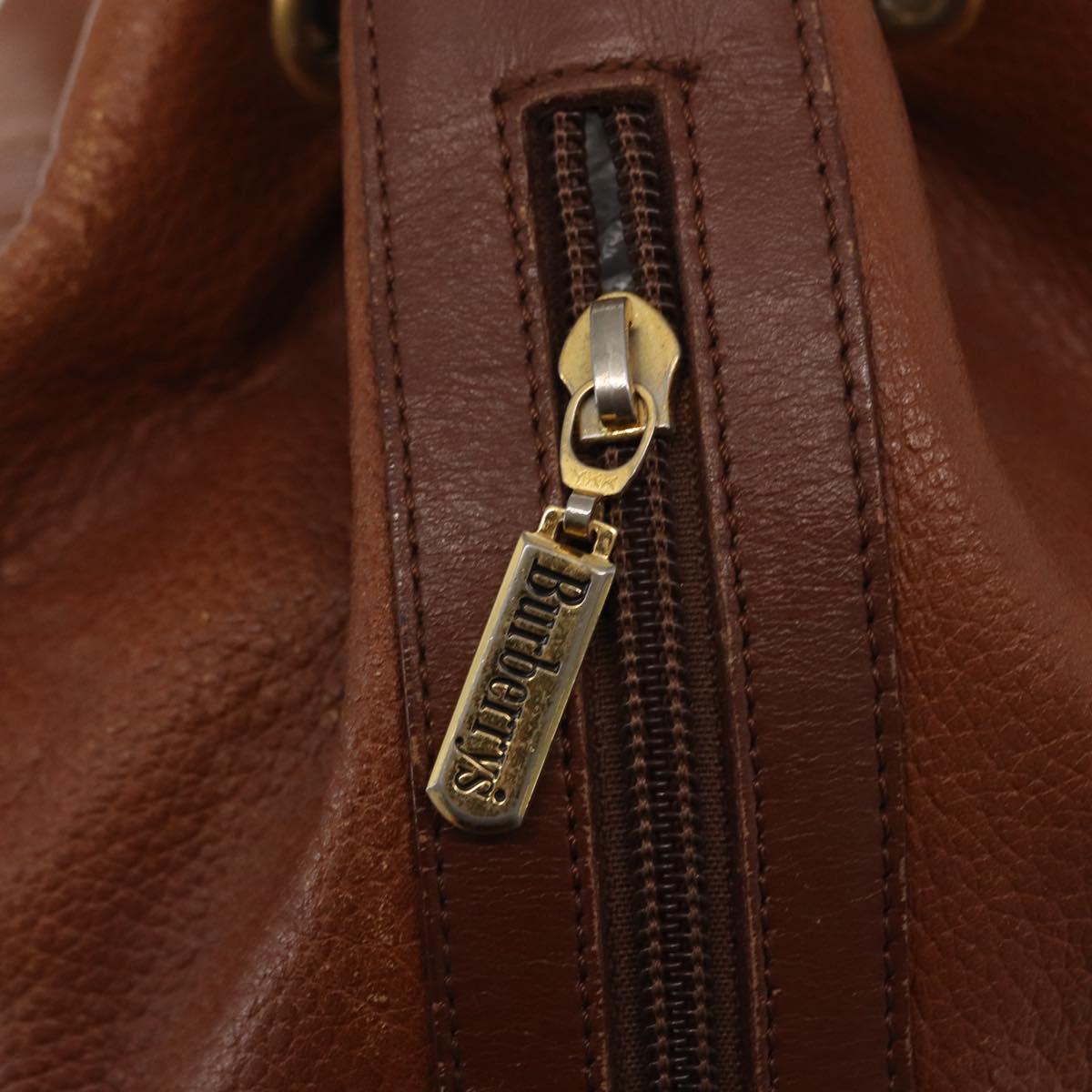 Burberrys Shoulder Bag Leather Brown Gold Auth 151776