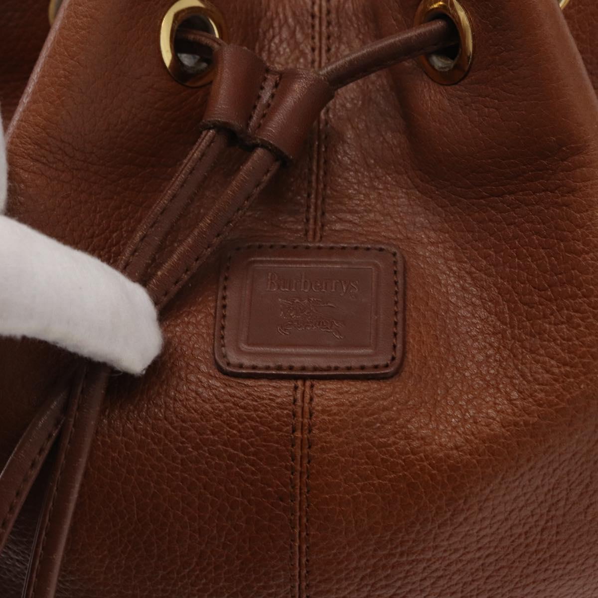 Burberrys Shoulder Bag Leather Brown Gold Auth 151776
