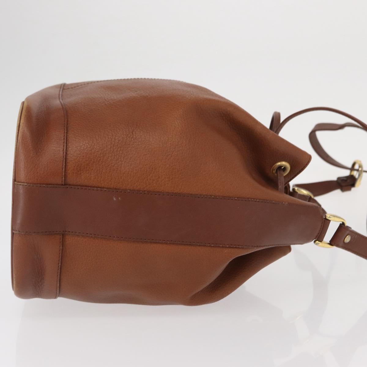 Burberrys Shoulder Bag Leather Brown Gold Auth 151776