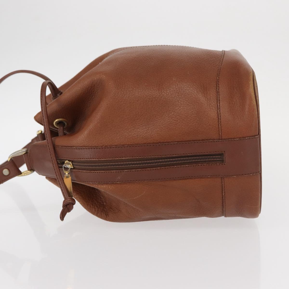 Burberrys Shoulder Bag Leather Brown Gold Auth 151776
