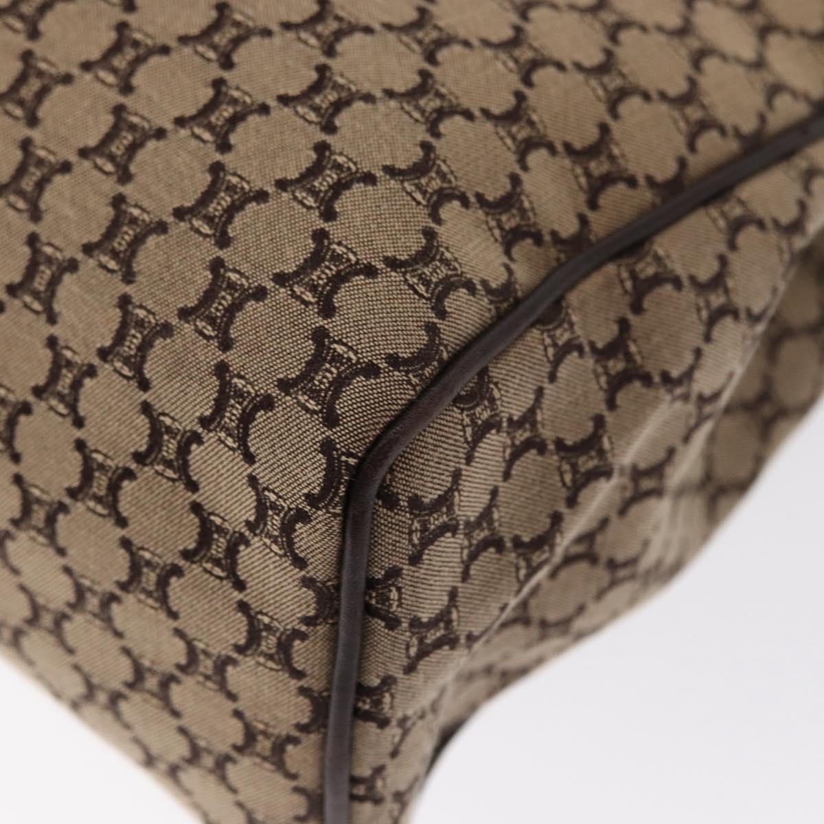 CELINE Macadam Canvas Hand Bag Beige Gold Auth 151779