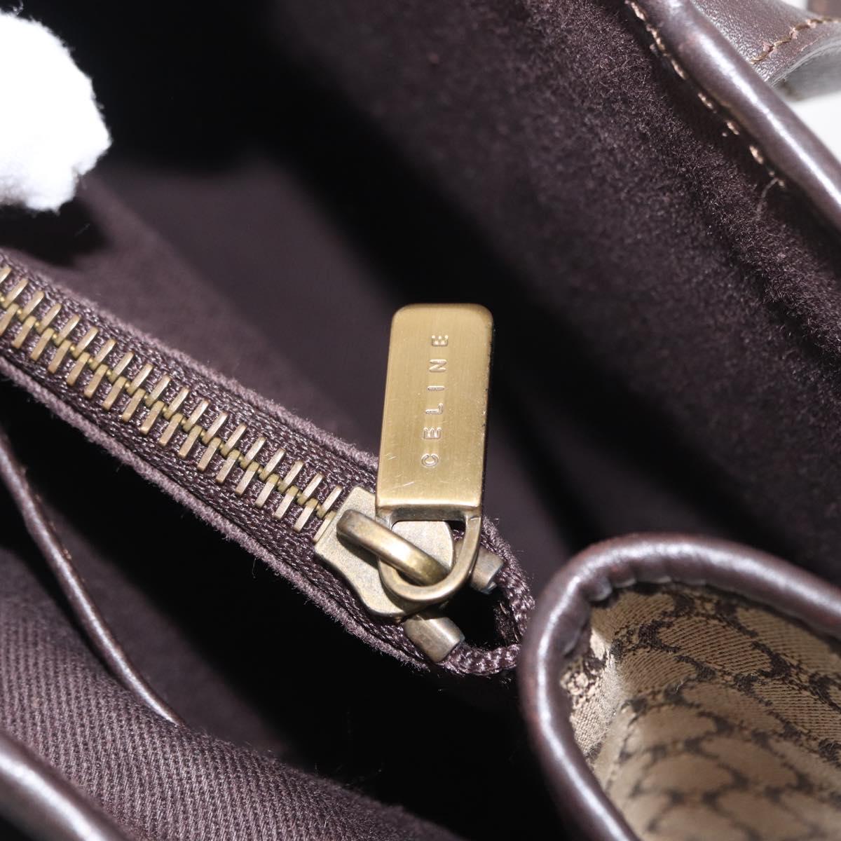 CELINE Macadam Canvas Hand Bag Beige Gold Auth 151779