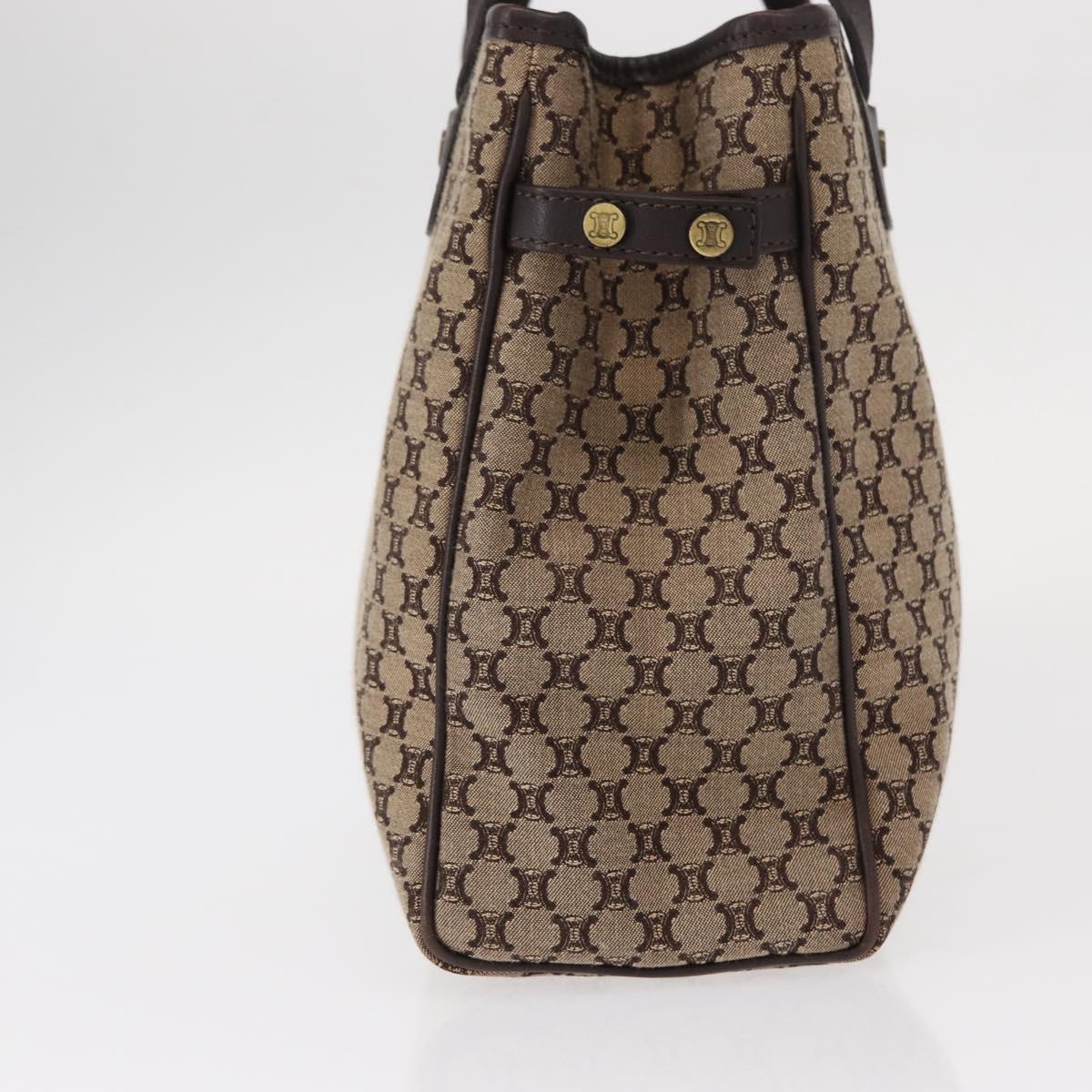 CELINE Macadam Canvas Hand Bag Beige Gold Auth 151779