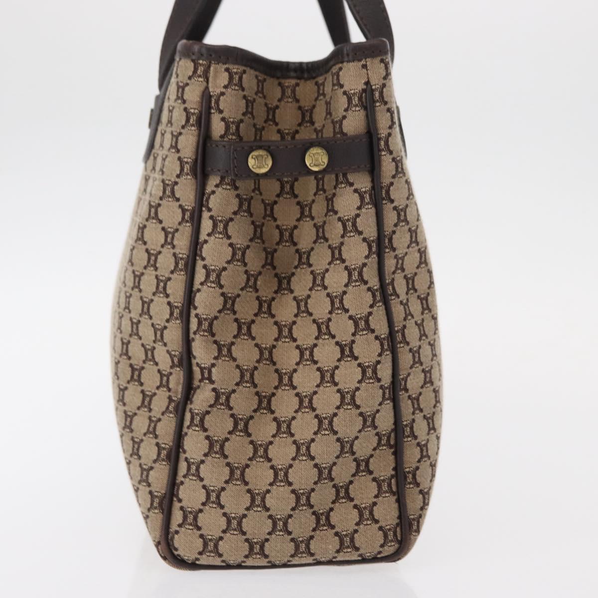 CELINE Macadam Canvas Hand Bag Beige Gold Auth 151779