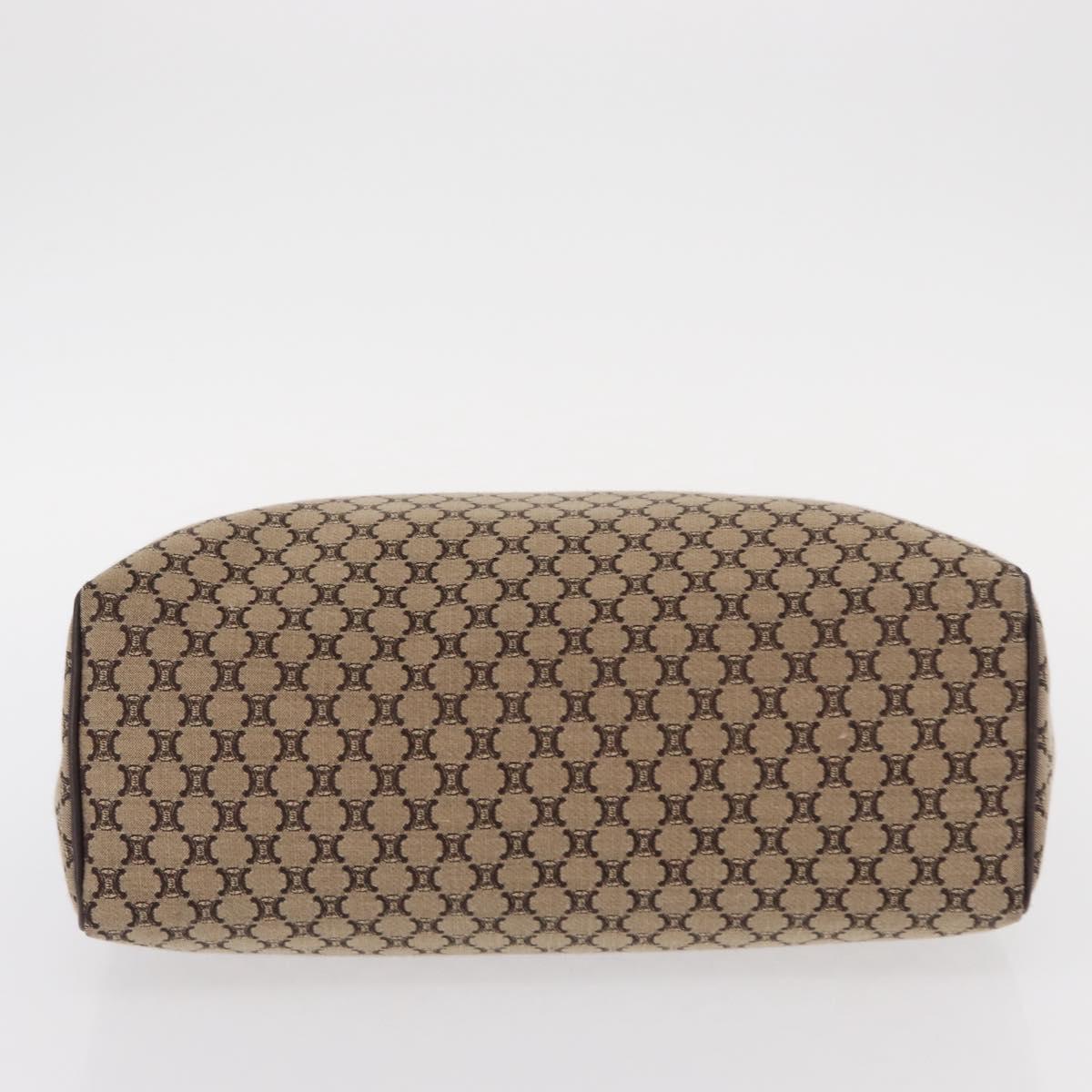 CELINE Macadam Canvas Hand Bag Beige Gold Auth 151779