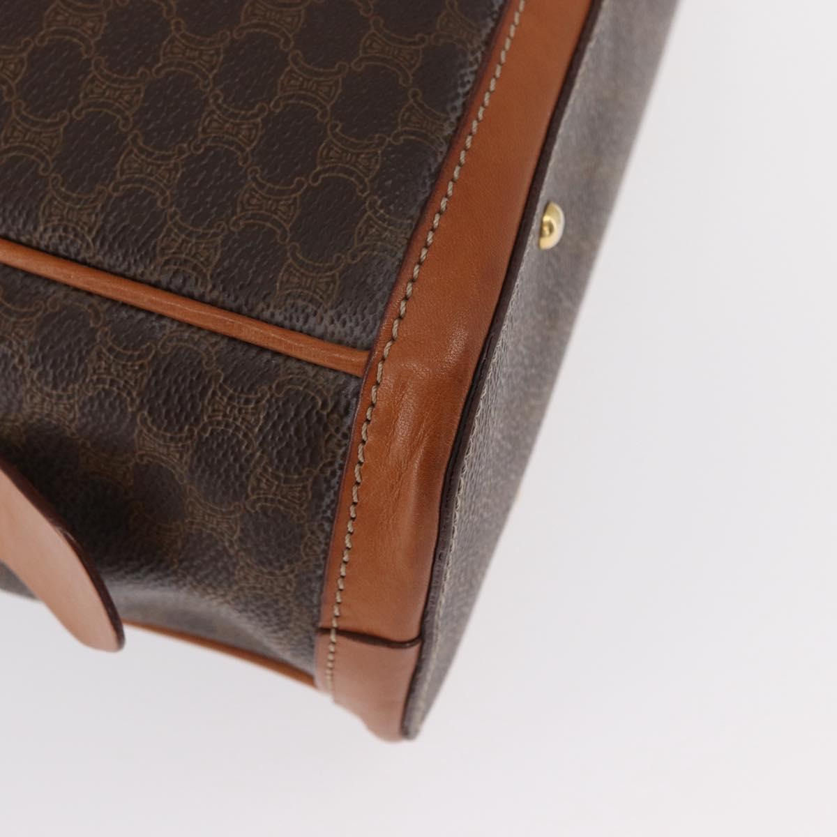 CELINE Macadam Canvas Hand Bag PVC Leather Brown Gold Auth 151782