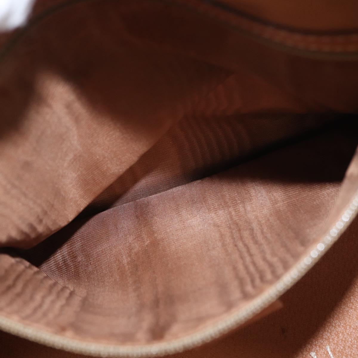 CELINE Macadam Canvas Hand Bag PVC Leather Brown Gold Auth 151782