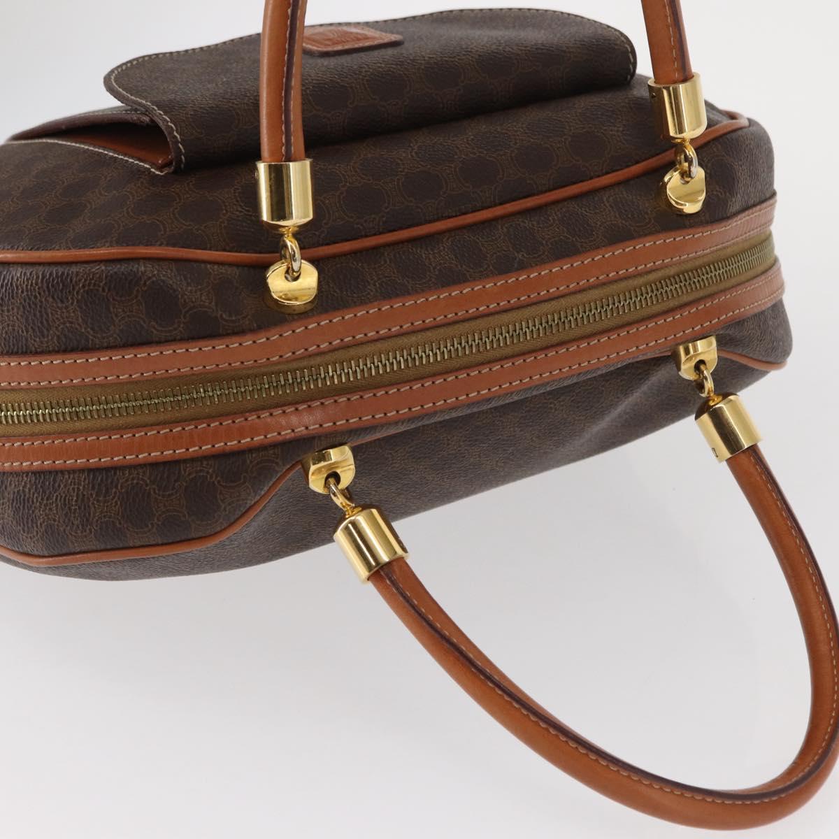 CELINE Macadam Canvas Hand Bag PVC Leather Brown Gold Auth 151782