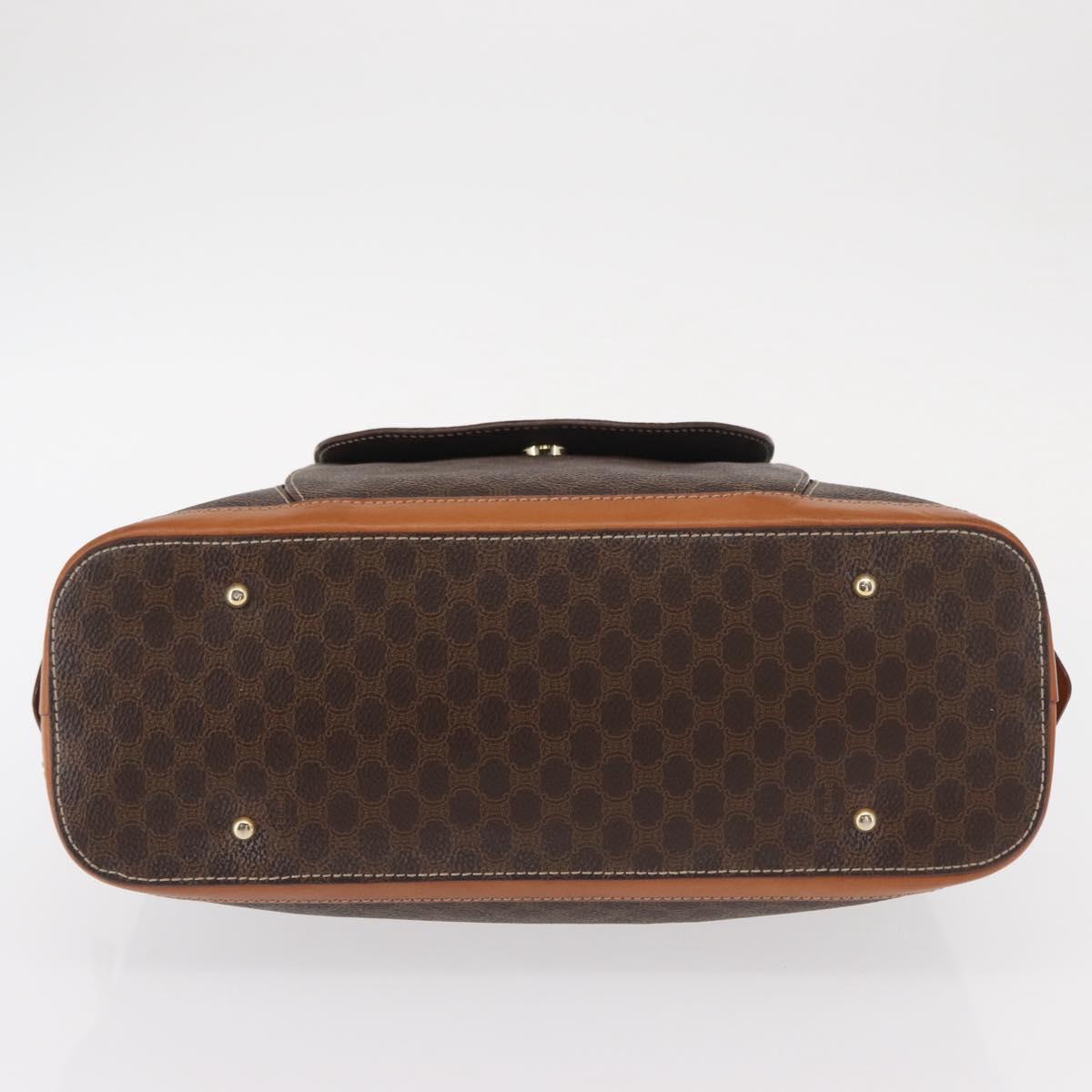 CELINE Macadam Canvas Hand Bag PVC Leather Brown Gold Auth 151782