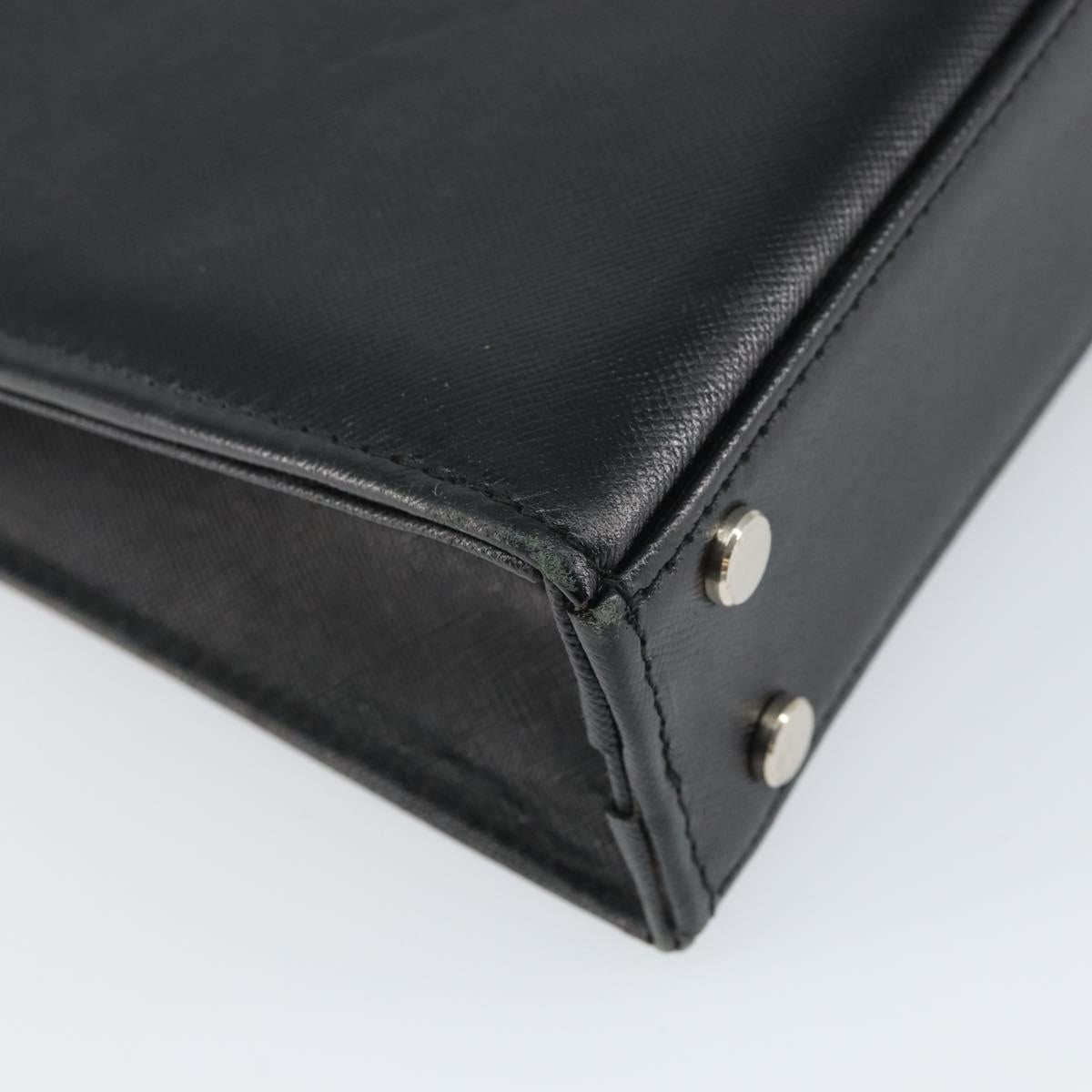 BURBERRY Hand Bag Leather Black Silver Auth 151783