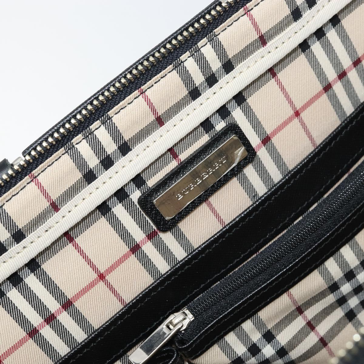 BURBERRY Hand Bag Leather Black Silver Auth 151783