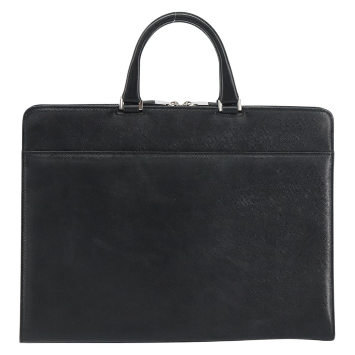 BURBERRY Hand Bag Leather Black Silver Auth 151783