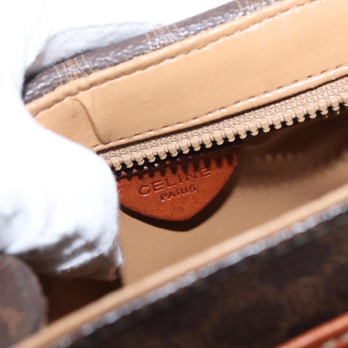 CELINE Macadam Canvas Shoulder Bag PVC Leather Brown Gold Auth 151785