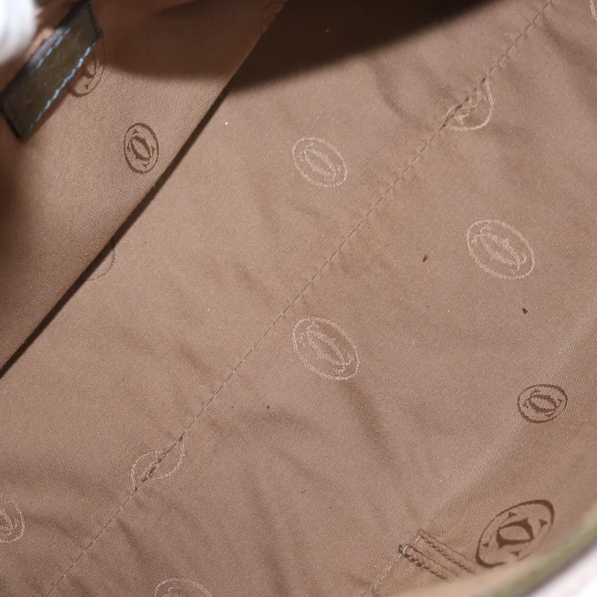 CARTIER Hand Bag Patent leather Khaki Silver Auth 151787