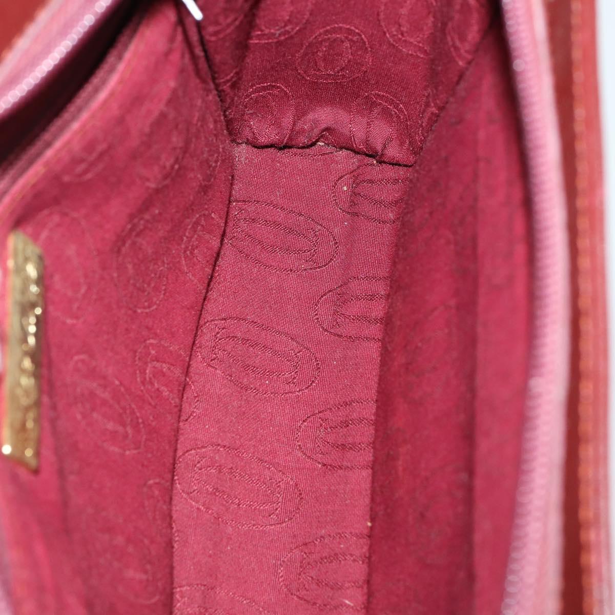 CARTIER Clutch Bag Leather 3 Set Bordeaux Auth 151788