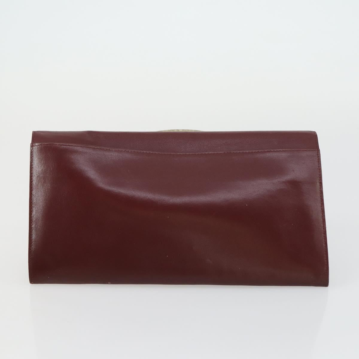 CARTIER Clutch Bag Leather 3 Set Bordeaux Auth 151788