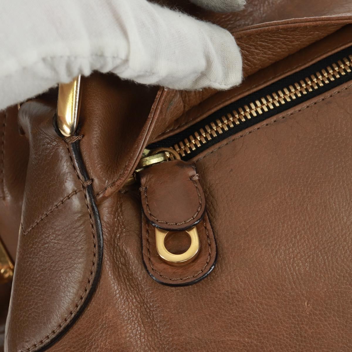 Chloe Hand Bag Leather 2way Brown Gold Auth 151789