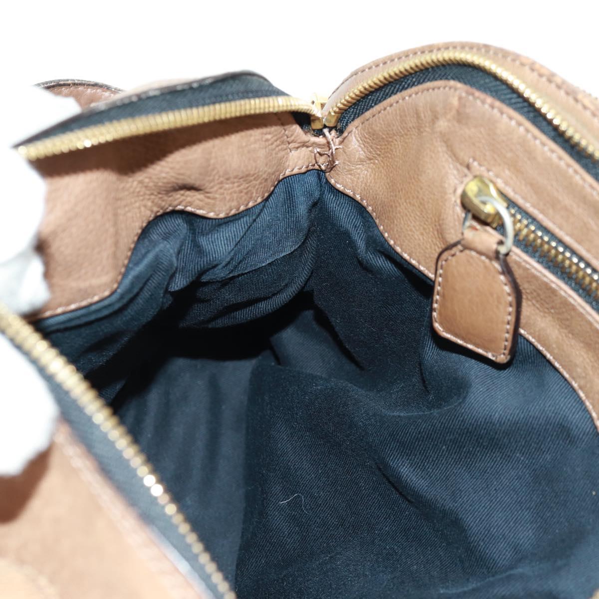 Chloe Hand Bag Leather 2way Brown Gold Auth 151789