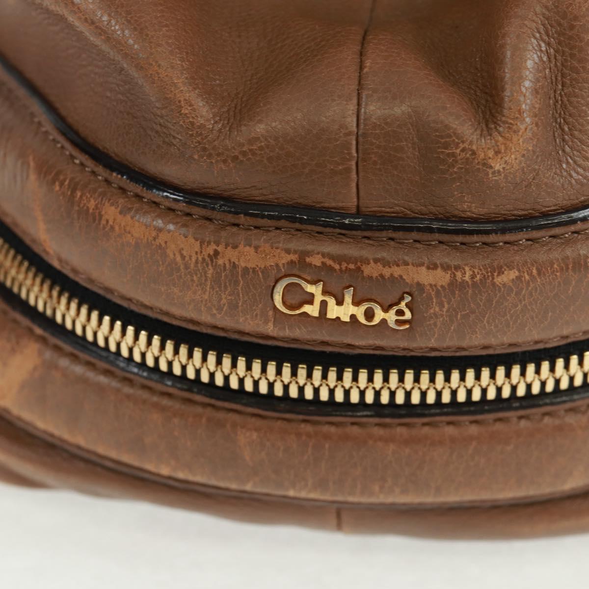 Chloe Hand Bag Leather 2way Brown Gold Auth 151789