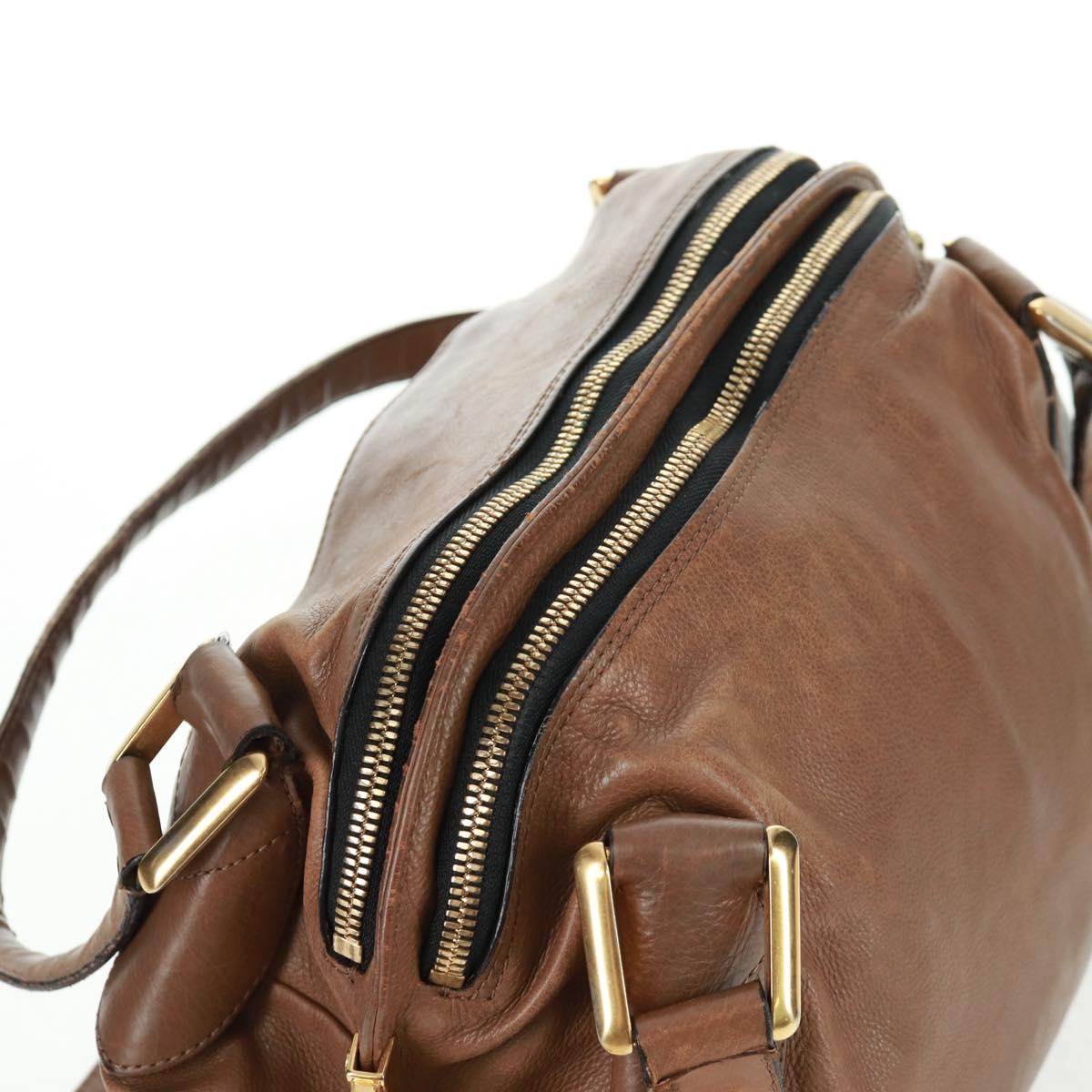 Chloe Hand Bag Leather 2way Brown Gold Auth 151789