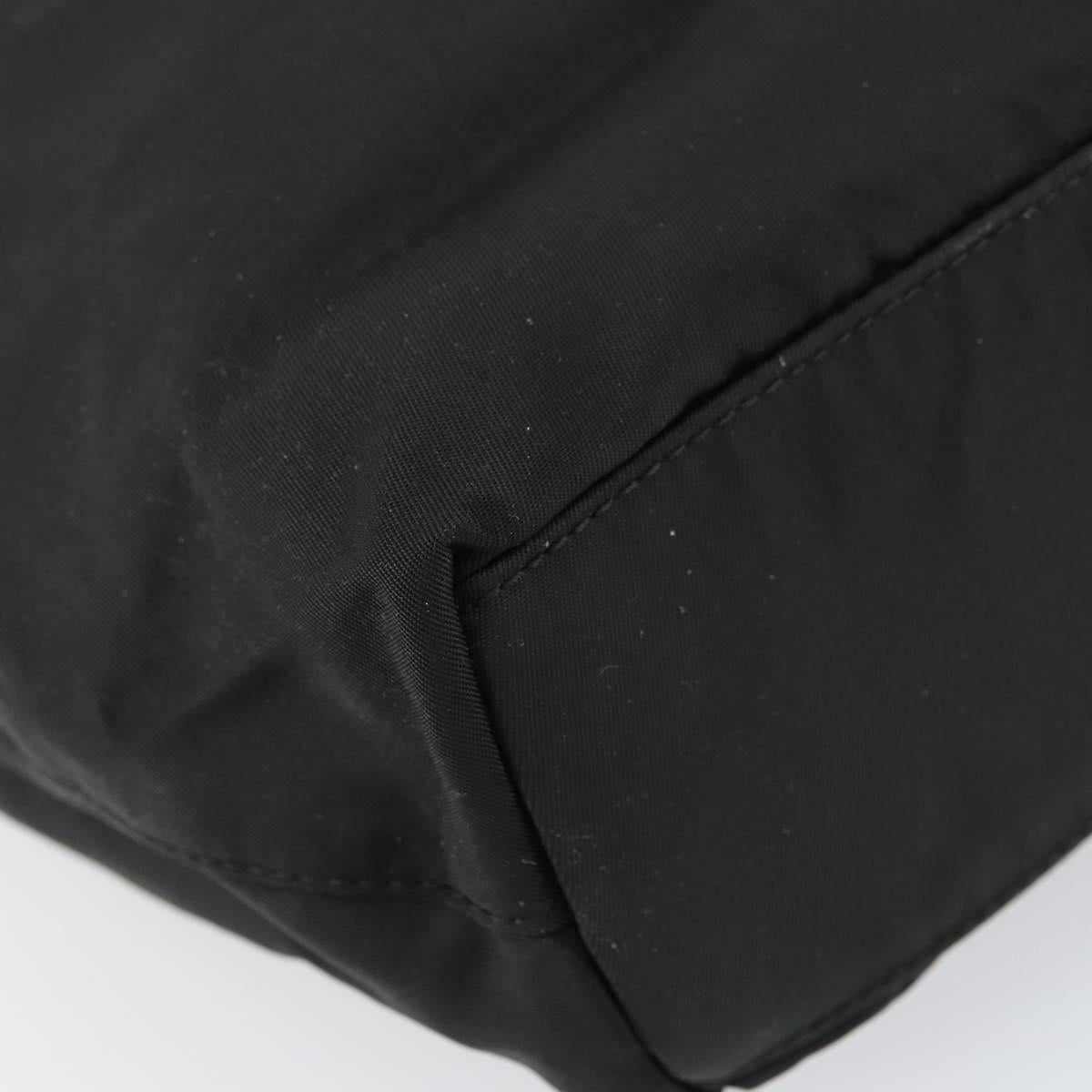 Christian Dior Maris Pearl Hand Bag Nylon Black Silver Auth 151790