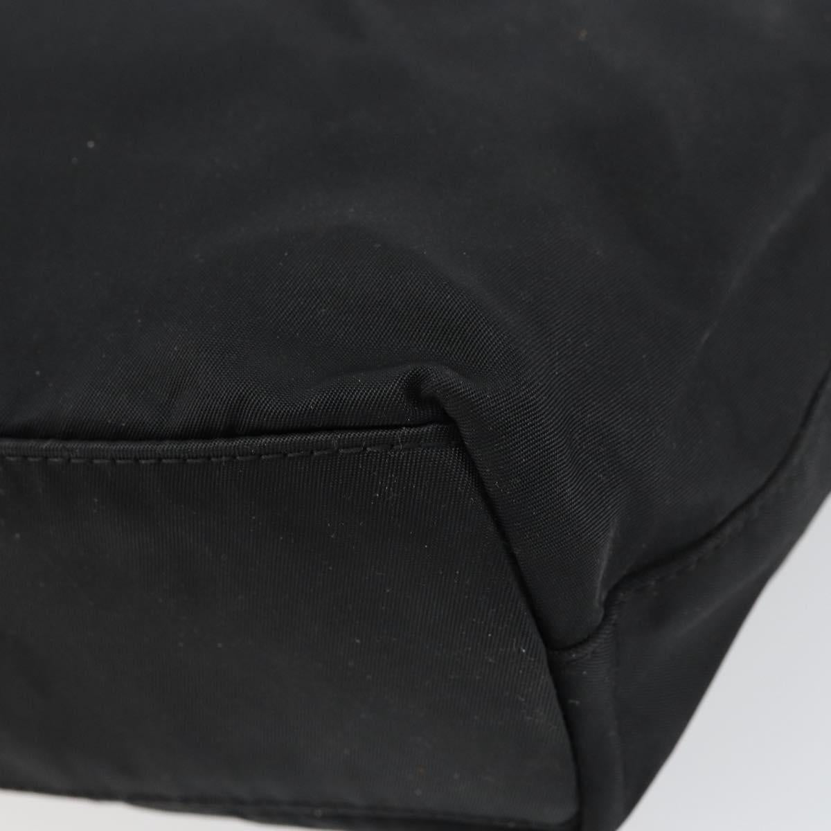 Christian Dior Maris Pearl Hand Bag Nylon Black Silver Auth 151790