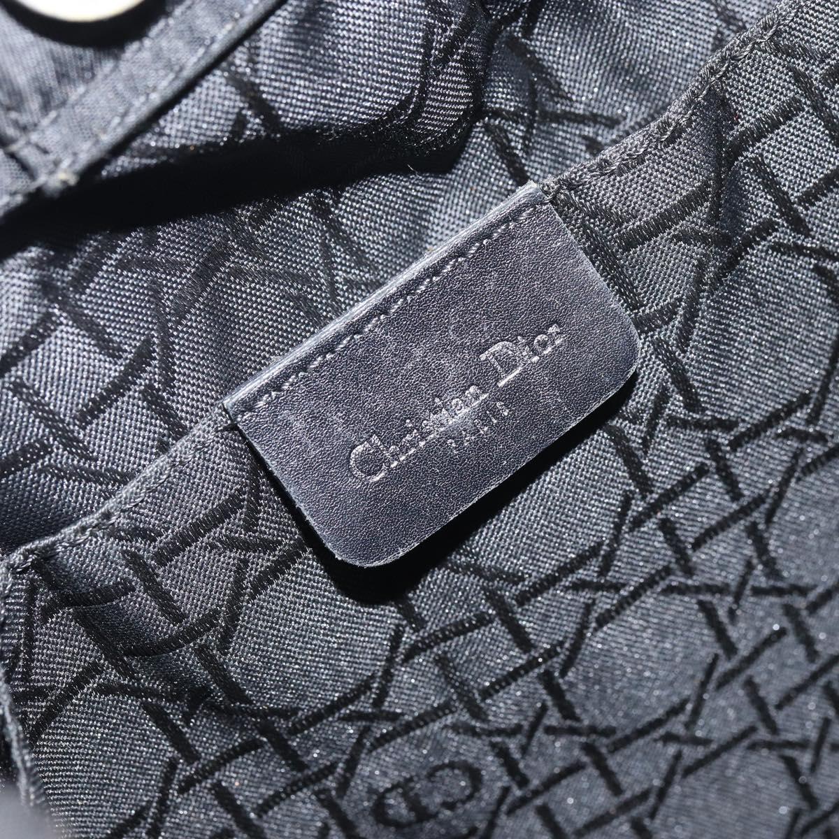 Christian Dior Maris Pearl Hand Bag Nylon Black Silver Auth 151790