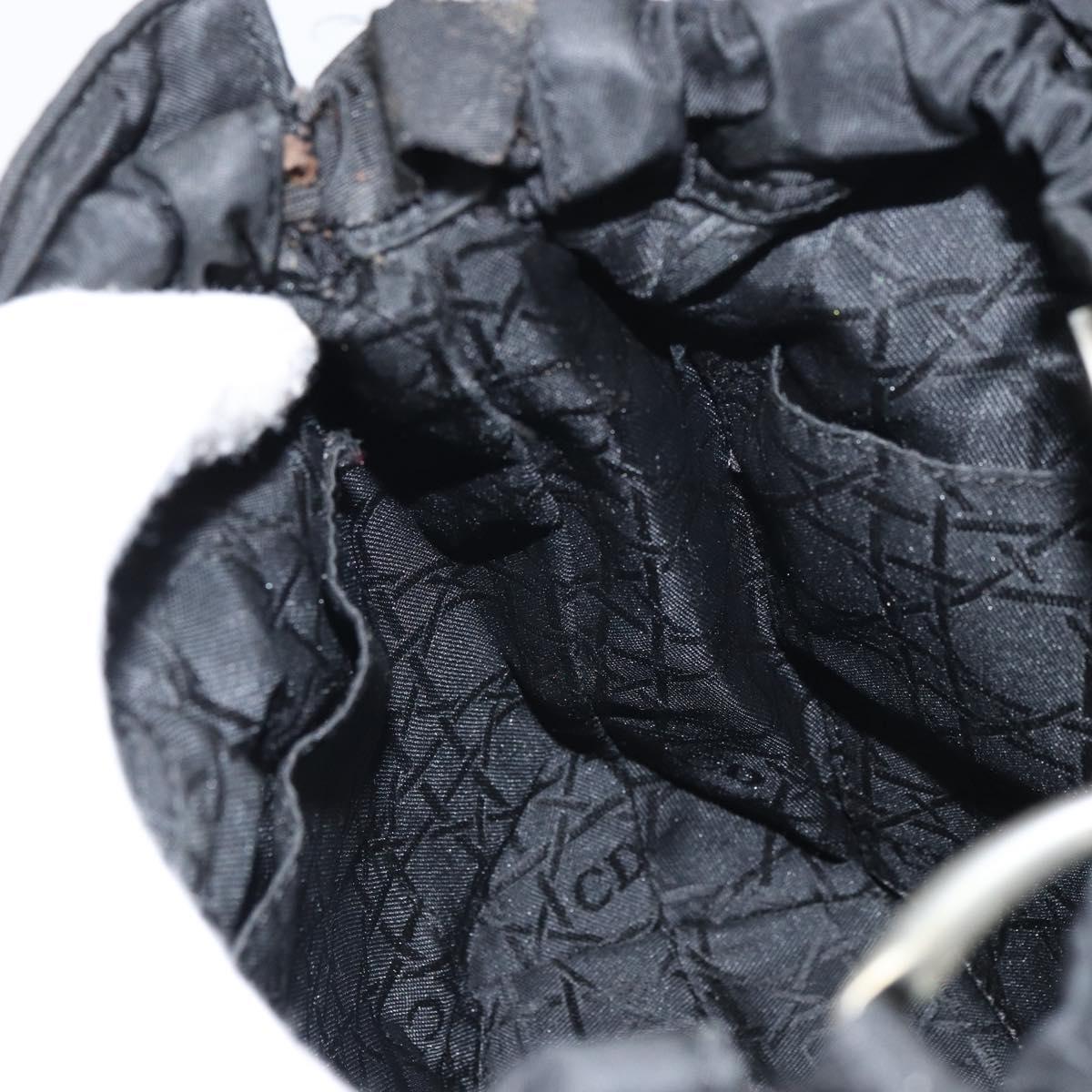 Christian Dior Maris Pearl Hand Bag Nylon Black Silver Auth 151790