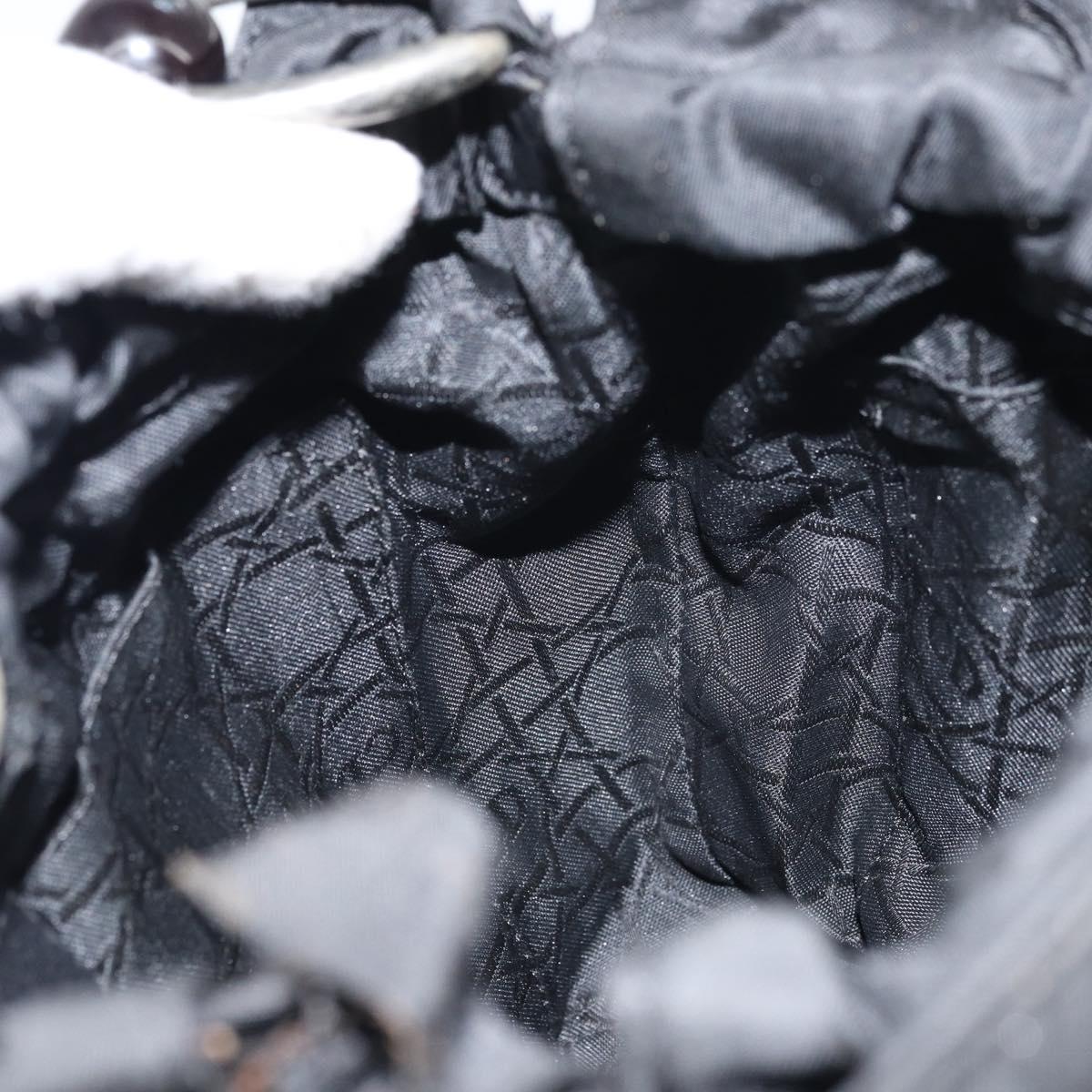 Christian Dior Maris Pearl Hand Bag Nylon Black Silver Auth 151790