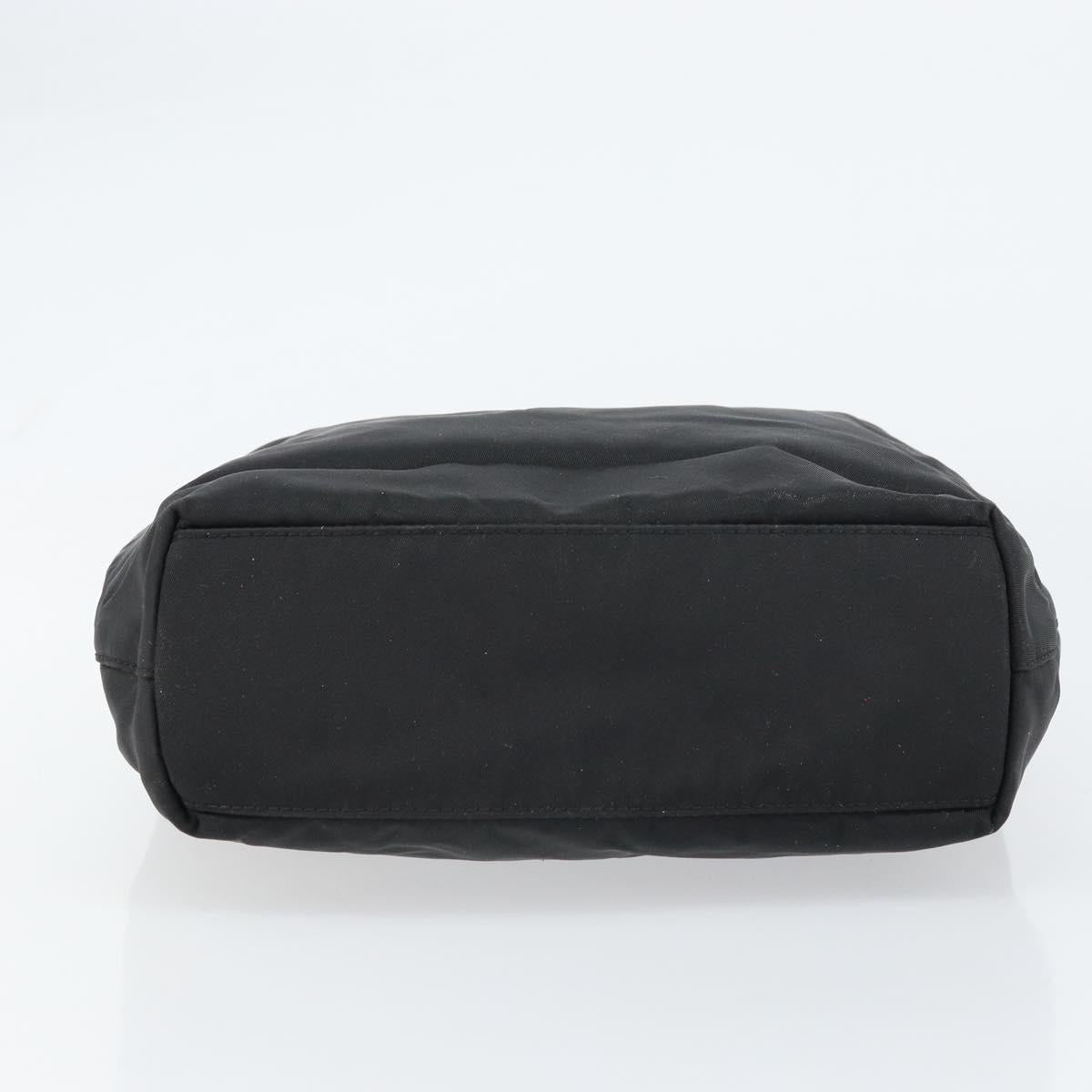 Christian Dior Maris Pearl Hand Bag Nylon Black Silver Auth 151790