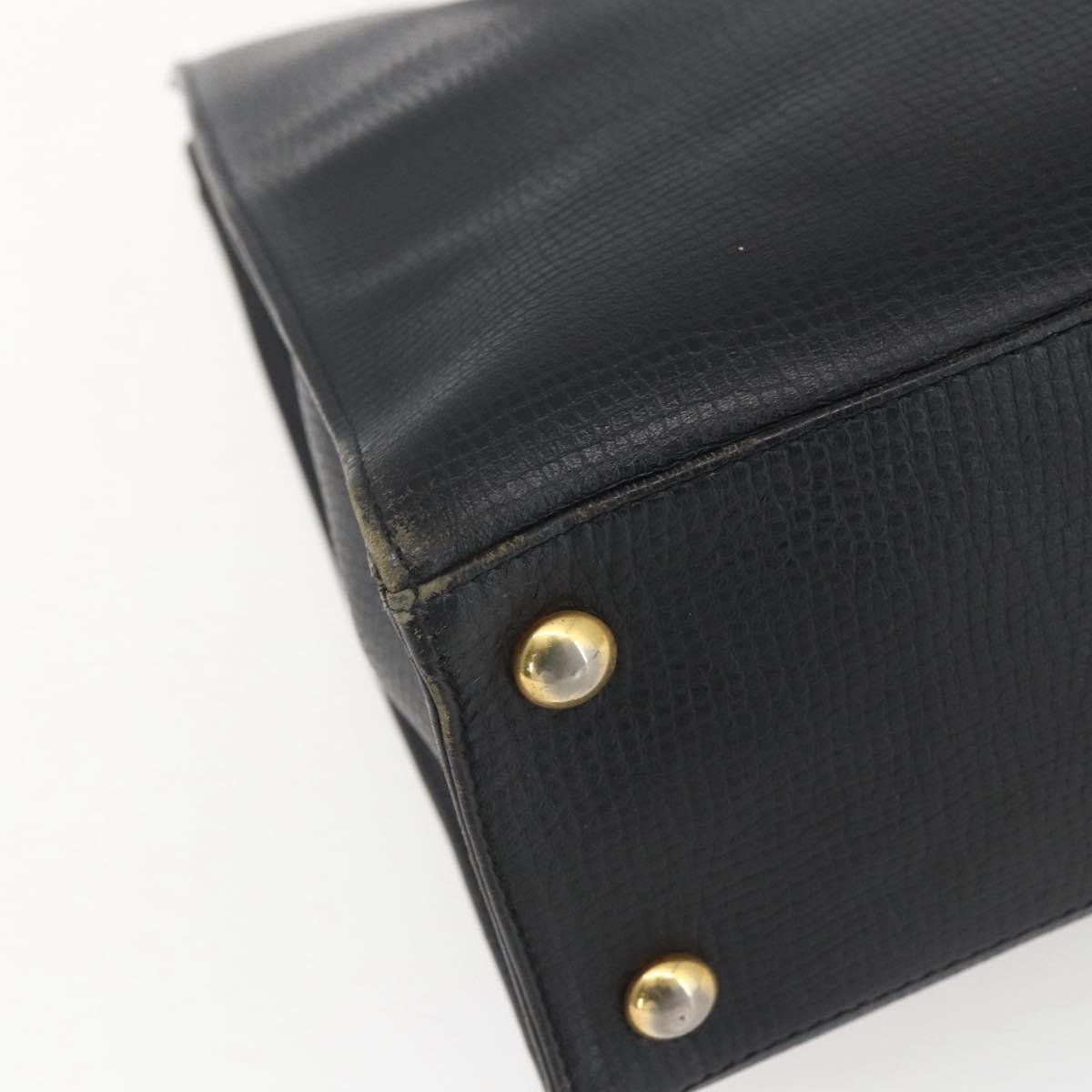 Christian Dior Hand Bag Leather Black Gold Auth 151795