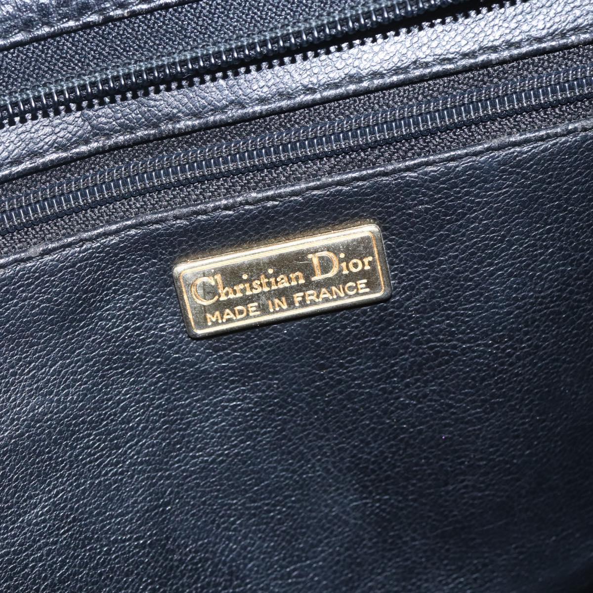 Christian Dior Hand Bag Leather Black Gold Auth 151795