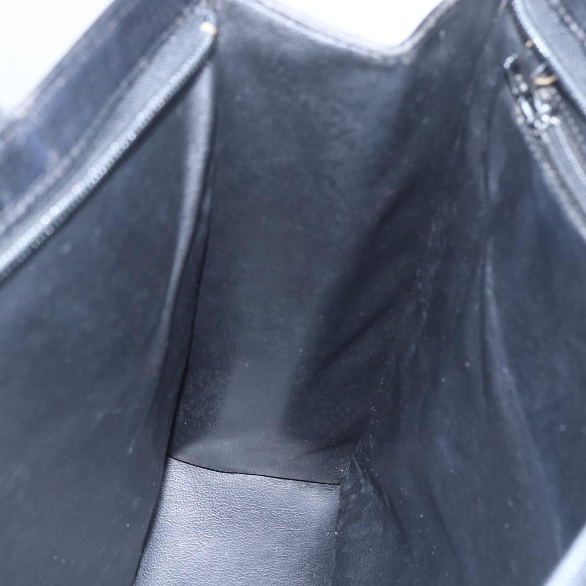 Christian Dior Hand Bag Leather Black Gold Auth 151795