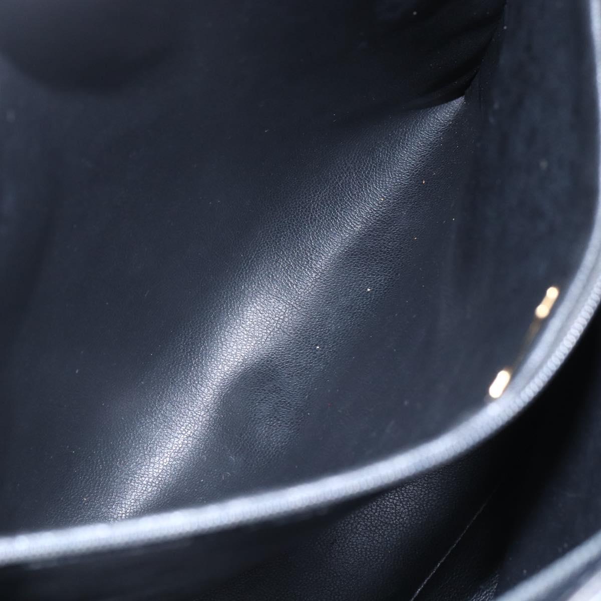 Christian Dior Hand Bag Leather Black Gold Auth 151795