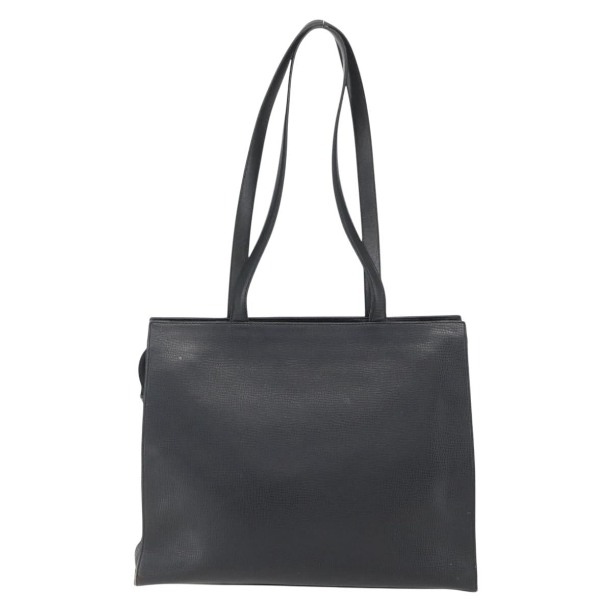 Christian Dior Hand Bag Leather Black Gold Auth 151795