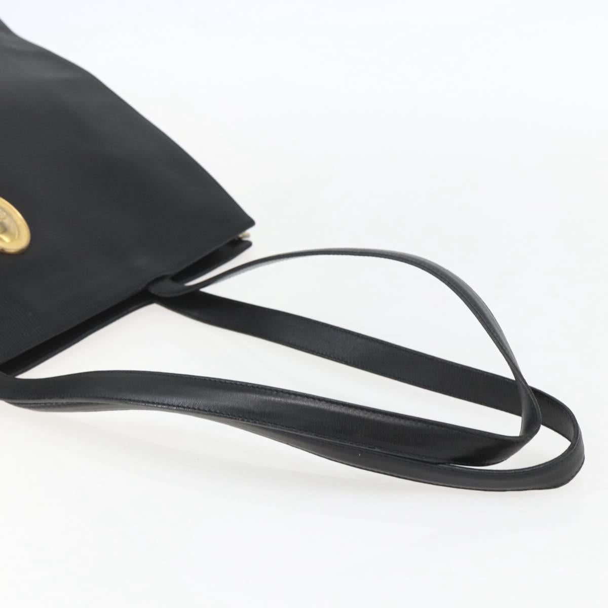 Christian Dior Hand Bag Leather Black Gold Auth 151795