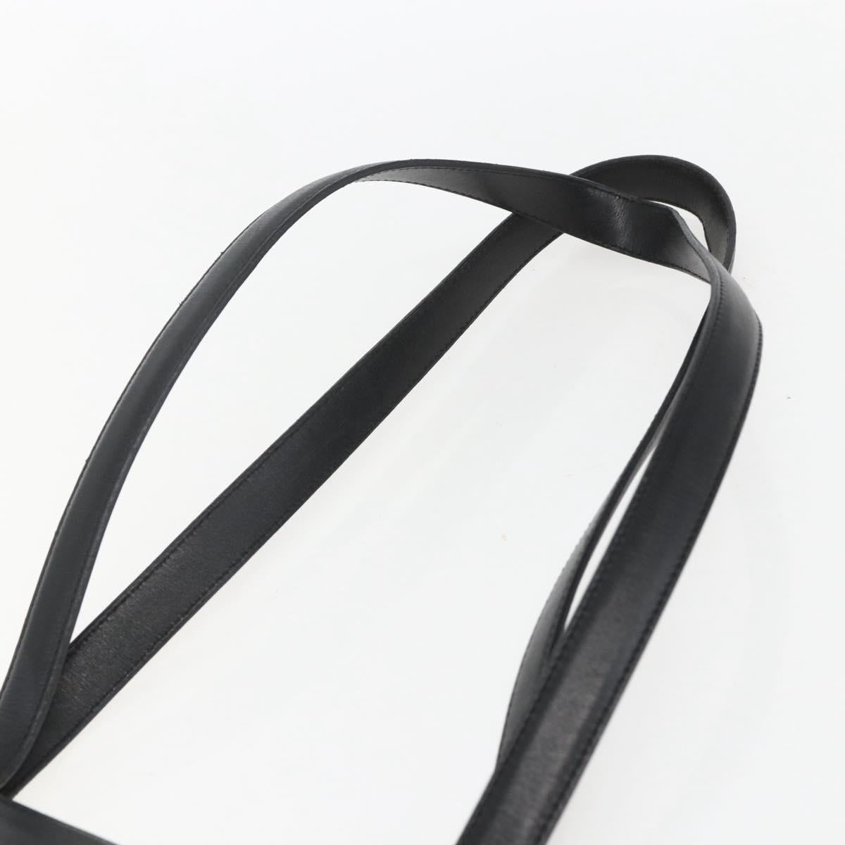 Christian Dior Hand Bag Leather Black Gold Auth 151795