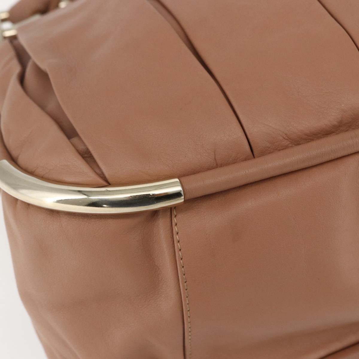 BALLY Hand Bag Leather Beige Gold Auth 151798