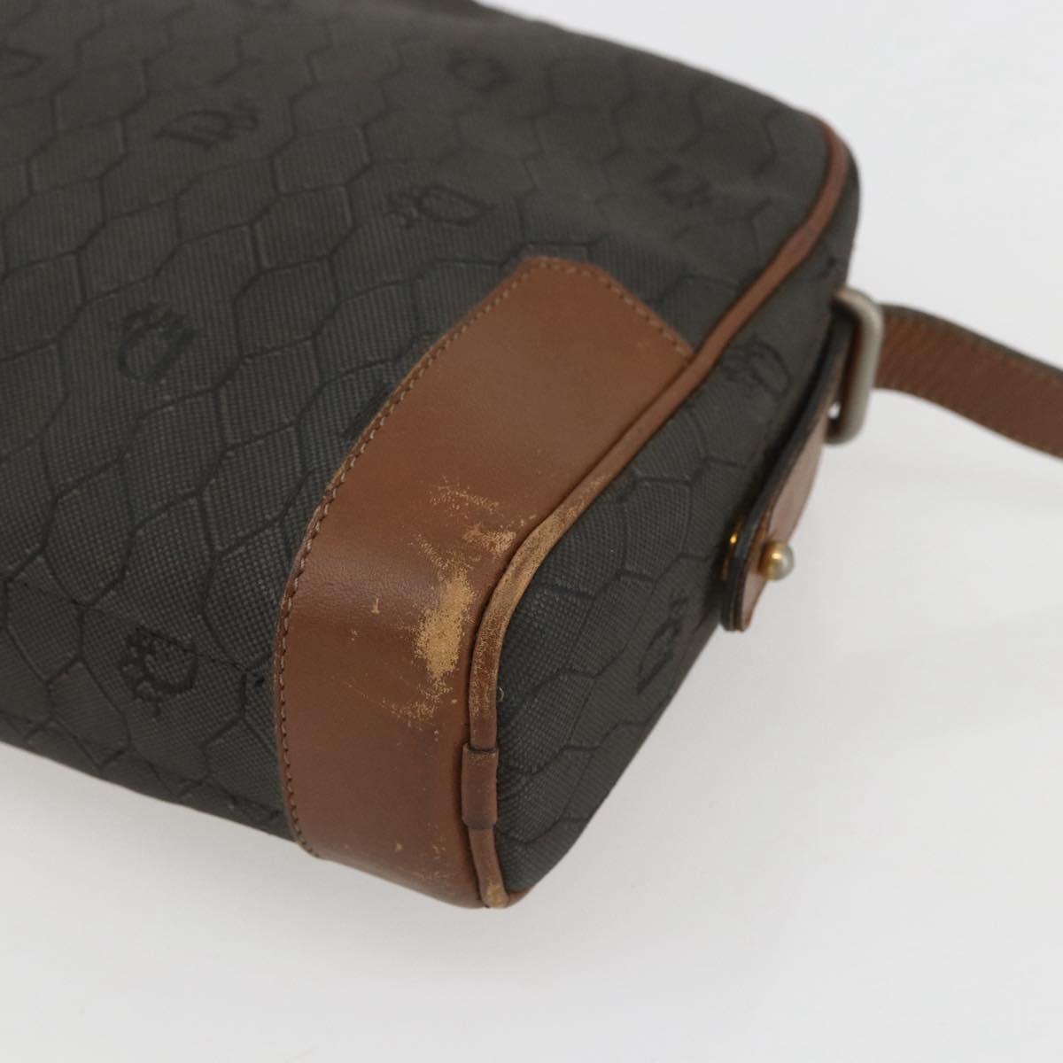 Christian Dior Honeycomb Canvas Shoulder Bag Gray Auth 151804