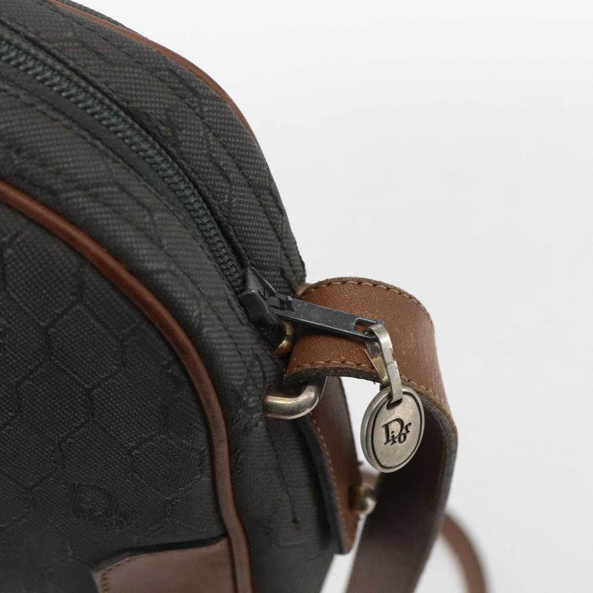 Christian Dior Honeycomb Canvas Shoulder Bag Gray Auth 151804