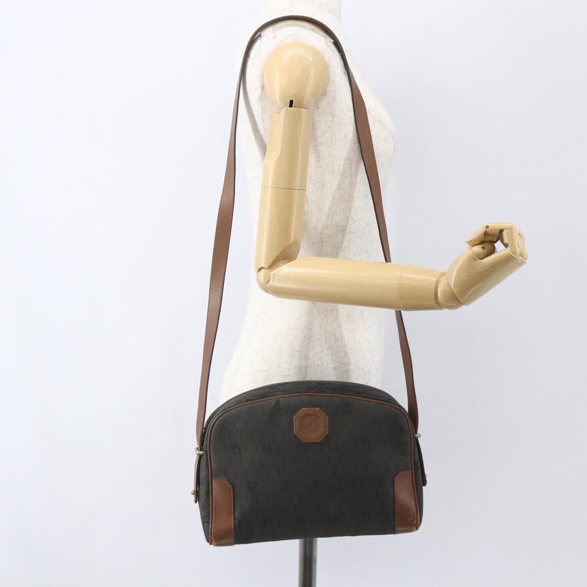 Christian Dior Honeycomb Canvas Shoulder Bag Gray Auth 151804