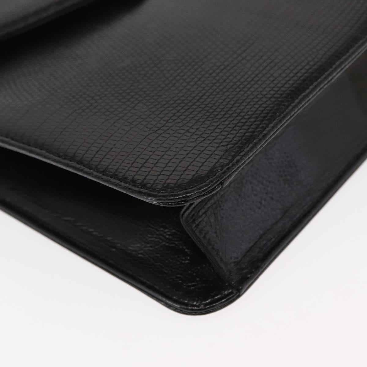 SAINT LAURENT Shoulder Bag Leather Black Gold Auth 151813